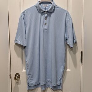Peter Millar Polo Shirt Mens XL Blue Striped Summer Comfort Golf Performance